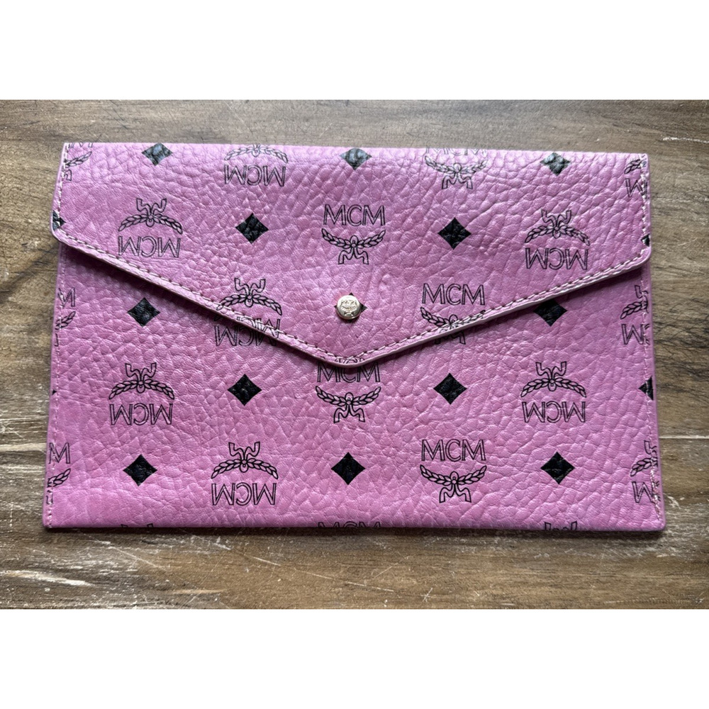 MCM Pink Logo Envelope Clutch
